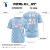 Custom Macarons Blue Pinestripe Button Down Baseball Jersey